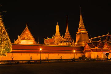 Wat Phra Kaew in night scene, Thailand