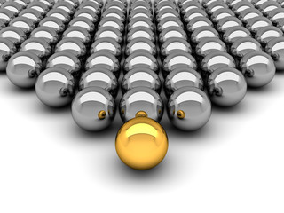 Leadership concept - 3D illustration chrome balls
