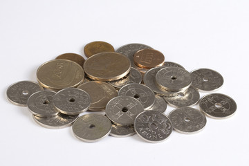 Closeup of Norwegian money.