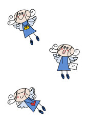 Cartoon-Zeichnung: Lustiger Weihnachtsengel