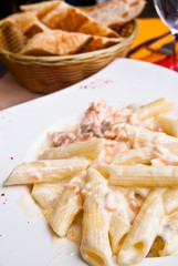tasty pasta with salmon