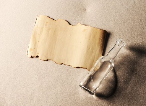message in a bottle. The paper is blank to put whatever message