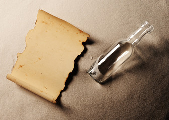 message in a bottle. The paper is blank to put whatever message