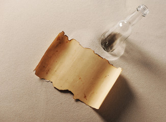 message in a bottle. The paper is blank to put whatever message