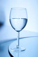 Glass of white wine on the table