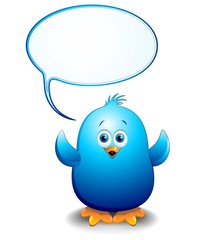 Pulcino Uccello Blu Cartoon Fumetto-Blue Bird Chick with Bubble