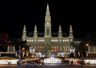 Vienna's City Hall (Rathaus) with Christmas Market, Austria