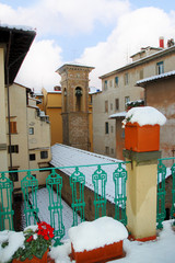 Snow at Christmas in Florence Tuscany Italy