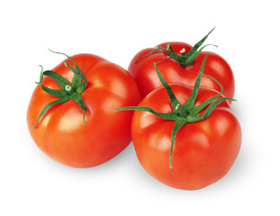 Fresh tomatoes isolated on white