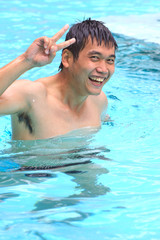 man in swiming pool