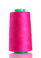 Pink bobbin thread isolated on white