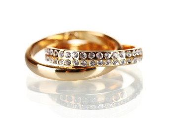 Golden ring isolated on white