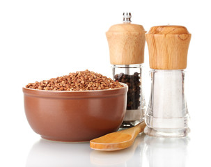 Raw buckwheat isolated on white