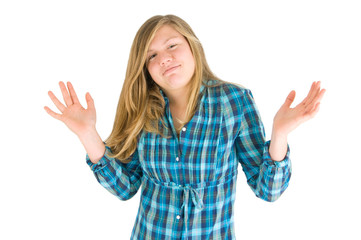 Mädchen zuckt mit den Schultern