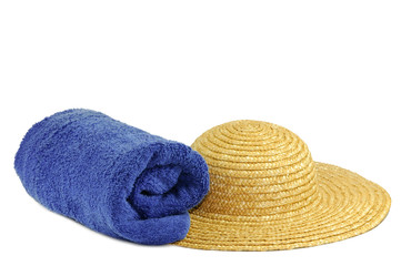 Blaues Handtuch mit Hut