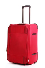 red travel bag isolated on white