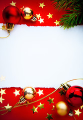 art christmas frame with paper on red background