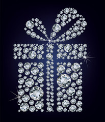 gift present made up a lot of diamonds on the black background