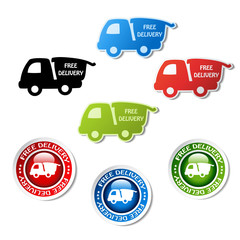 Vector stickers of free delivery