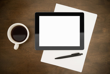 Workplace With Blank Digital Tablet