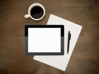 Workplace With Blank Digital Tablet