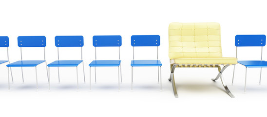 modern chair and a number of simple chairs