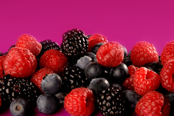 raspberries and blueberries