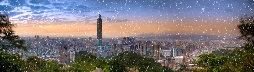Obraz premium Full view of taipei city sunset, Taiwan
