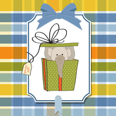 birthday card with elephant in gift box