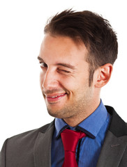 Winking businessman portrait