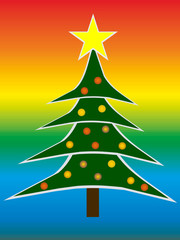 Weihnachtsbaum mit farbigem Hintergrund