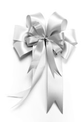 Shinny silver ribbon bow for gift box