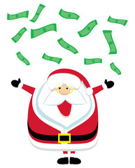 Cartoon Santa catching  falling dollar bills - 37468461