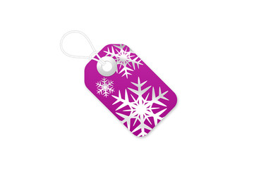 Christmas Gift Tag With Snow Flakes In Pink