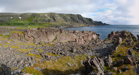 Wild landscape of Barentz sea cost of Varangerhalvoya in Finnmar