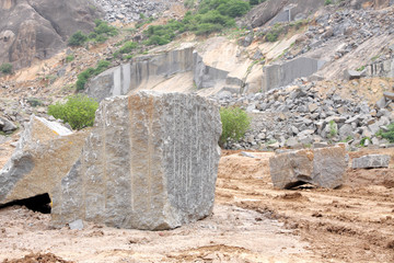 A granite block, product from granite quarry