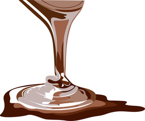 Vector chocolate splash, flowing chocolate, brown sauce