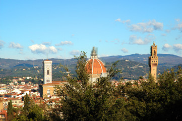 Fototapeta na wymiar Widok katedry od Ogrodów Boboli w Florencja Włochy