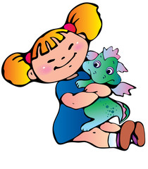 Girl with her baby dragon.