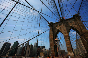 Fototapeta premium Brooklin Bridge and skyline, New York, US
