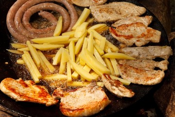 Roast meat with potato