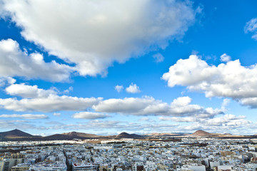 view to Arrecife and the volcanos of Lanzarote