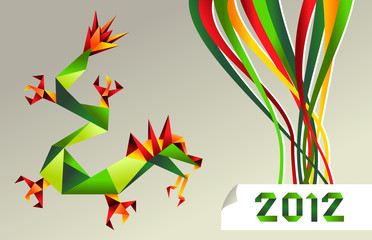Fototapeta na wymiar 2012 Chinese calendar origami dragon.