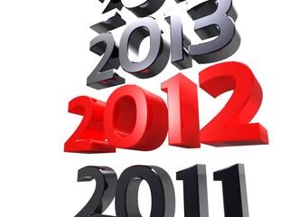 the new year as the years march on white background