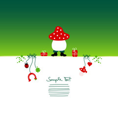 Birthday Card Standing Fly Agaric & Symbols