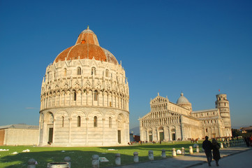 Baptistry and Duomo on Field of Miracles in Pisa Italy