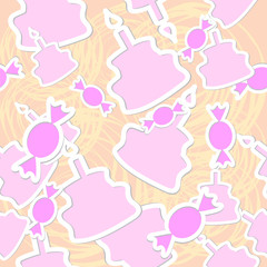 Abstract candy and cake seamless background