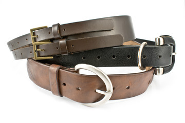 Three women's leather belts