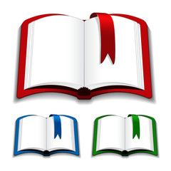 Vector open books with bookmark