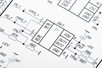 Detailed drawing of electrical circuits